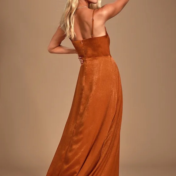 Constantine Rust Orange Satin Maxi Dress - Picture 3 of 7